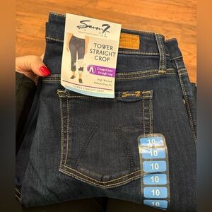 Seven7 Dark Blue Straight Crop Jeans